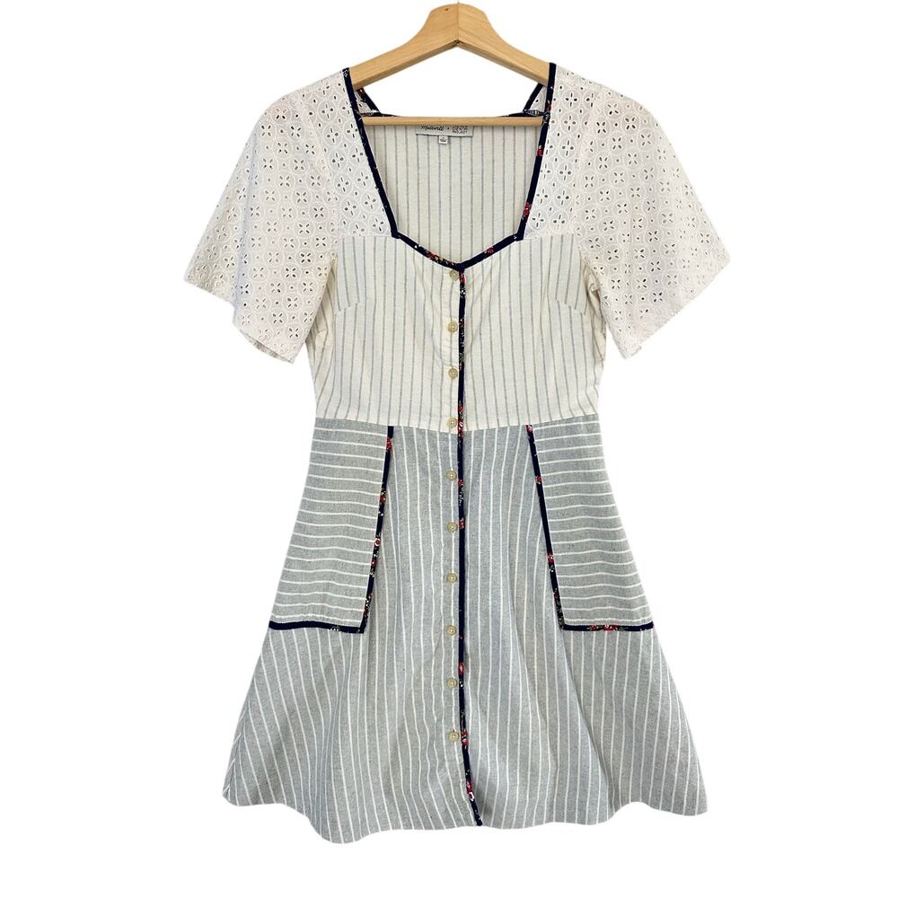 Madewell x The New Denim Project Patchwork Eyelet Dress Size 0 Cottagecore